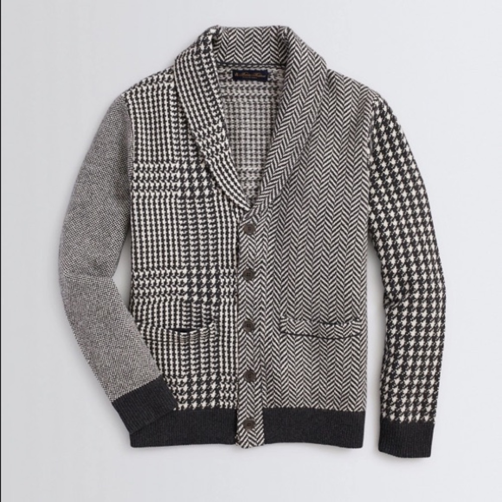 Brooks Brothers Patchwork Shawl Collar Cardigan